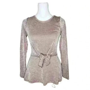 Caution to the wind women's striped peplum blouse size XS